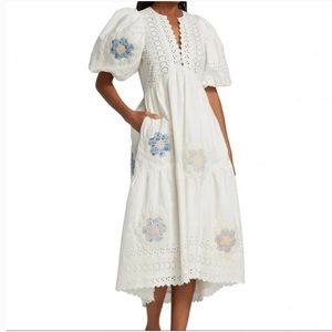 Sea New York Violette Patch Puff Sleeve Midi Dress